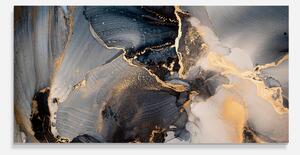 Panou Sticla Bucatarie, 60x120cm, Protectie aragaz, Antistropi, Termorezistent, Abstracte, Marble, Golden Abstract Marble