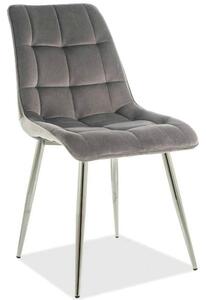 Scaun CHIC, gri/crom, stofa catifelata/metal, 50x58x88 cm