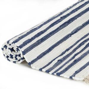 Covor Chindi țesut manual, albastru și alb, 200x290 cm, bumbac