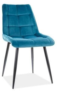 Scaun CHIC, turcoaz/negru, stofa catifelata/metal, 50x58x88 cm