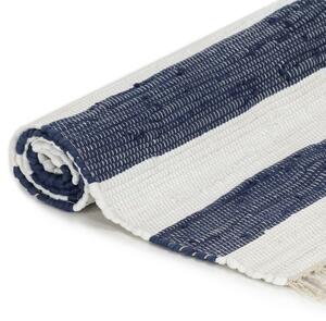 Covor Chindi țesut manual, albastru și alb, 120x170 cm, bumbac