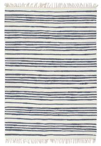 Covor Chindi țesut manual, albastru și alb, 80 x 160 cm, bumbac