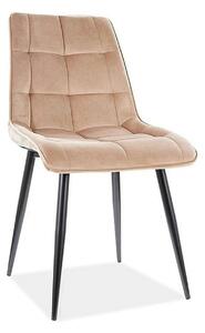 Scaun tapitat stofa CHIC, bej, catifea/metal, 50x58x88 cm