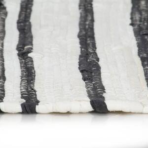Covor Chindi țesut manual, antracit și alb, 120x170 cm, bumbac