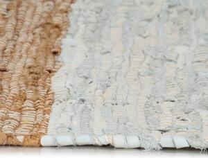 Covor Chindi țesut manual gri deschis & arămiu 80x160 cm, piele