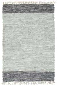 Covor Chindi țesut manual, gri, 80 x 160 cm, piele
