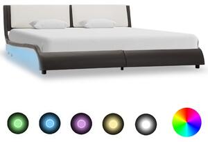 Cadru de pat cu LED, gri și alb, 180x200 cm, piele ecologică
