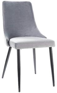 Scaun tapitat PIANO B, gri/negru, stofa catifelata/metal, 47x44x93 cm