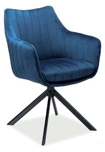 Scaun living rotativ AZALIA, albastru/negru, stofa catifelata/metal, 6