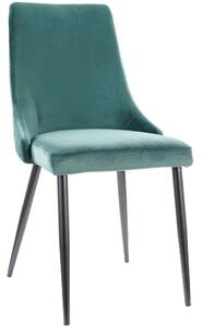 Scaun tapitat PIANO B, verde/negru, stofa catifelata/metal, 47x44x93 c