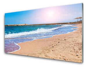 Tablou pe sticla Ocean Beach Peisaj Albastru Maro