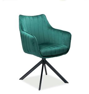 Scaun living rotativ AZALIA, verde/negru, stofa catifelata/metal, 61x4
