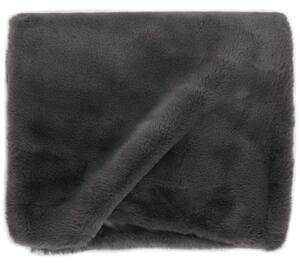Pătură, gri închis, 110x150 cm, blană ecologică de iepure
