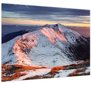 Tablou pe sticlă - Panoramă montană de iarnă II. (70x50 cm)