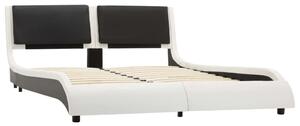 Cadru de pat cu LED, alb și negru, 120x200 cm, piele ecologică