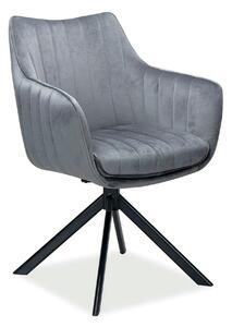 Scaun living rotativ AZALIA, gri inchis/negru, stofa catifelata/metal