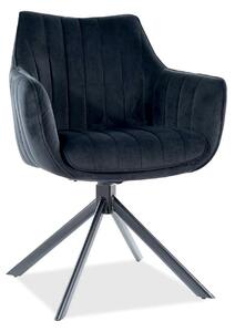 Scaun living rotativ AZALIA, negru, stofa catifelata/metal, 61x44x86 c