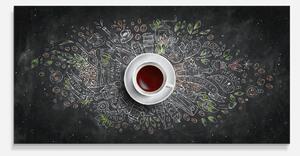 Panou Sticla Bucatarie, 60x120cm, Protectie aragaz, Antistropi, Termorezistent, Alimente, Cafea, Black Board Coffee