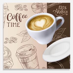 Panou Sticla Bucatarie, 60x60cm, Protectie aragaz, Antistropi, Termorezistent, Alimente, Cafea, Coffee Time