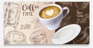 Panou Sticla Bucatarie, 60x120cm, Protectie aragaz, Antistropi, Termorezistent, Alimente, Cafea, Coffee Time