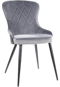 Scaun Lotus, gri/negru, stofa catifelata/metal, 52x45x91 cm