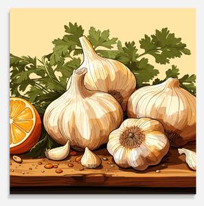 Panou Sticla Bucatarie, 60x60cm, Protectie aragaz, Antistropi, Termorezistent, Alimente, Condimente, Garlic Lemon