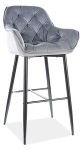 Scaun bar CHERRY H-1, gri/negru mat, stofa catifelata/metal, 56x40x105