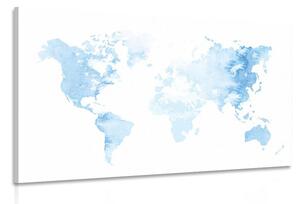 Tablou harta lumii în acuarelă în culoare albastru deschis