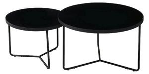 Set 2 masute ITALIA, negru, sticla securizata/metal