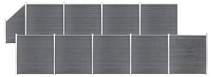 Set panouri gard, 9 pătrate + 1 oblic, gri, 1657x186 cm, WPC