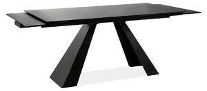 Masa moderna dining SALVADORE, negru mat, metal/sticla securizata, 160