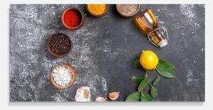 Panou Sticla Bucatarie, 60x120cm, Protectie aragaz, Antistropi, Termorezistent, Alimente, Condimente, Seasonings With Oil