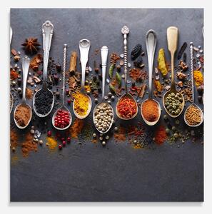 Panou Sticla Bucatarie, 60x60cm, Protectie aragaz, Antistropi, Termorezistent, Alimente, Condimente, Spices Black Board