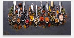 Panou Sticla Bucatarie, 60x120cm, Protectie aragaz, Antistropi, Termorezistent, Alimente, Condimente, Spices Black Board