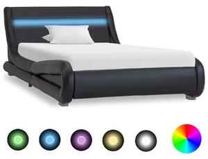 Cadru de pat cu LED, negru, 100 x 200 cm, piele ecologică