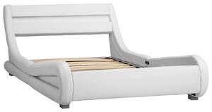 Cadru de pat cu LED, alb, 100 x 200 cm, piele ecologică