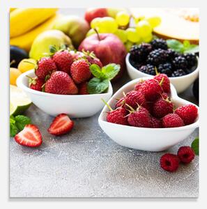 Panou Sticla Bucatarie, 60x60cm, Protectie aragaz, Antistropi, Termorezistent, Alimente, Fructe, Heart Fresh Fruits