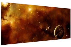 Tablou - Planete cu nebuloasă (120x50 cm)