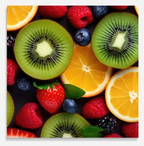 Panou Sticla Bucatarie, 60x60cm, Protectie aragaz, Antistropi, Termorezistent, Alimente, Fructe, Kiwi Fruit Mix