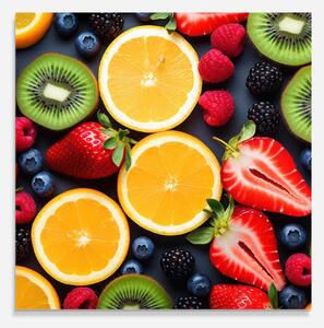 Panou Sticla Bucatarie, 60x60cm, Protectie aragaz, Antistropi, Termorezistent, Alimente, Fructe, Orange Fruit Mix