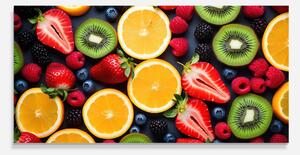 Panou Sticla Bucatarie, 60x120cm, Protectie aragaz, Antistropi, Termorezistent, Alimente, Fructe, Orange Fruit Mix
