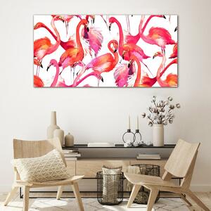 Tablou sticla Flamingos