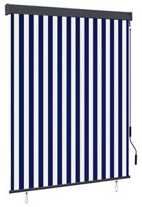 Jaluzea tip rulou de exterior, albastru și alb, 140 x 250 cm