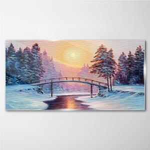 Tablou sticla Podul de pictură de iarnă