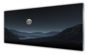 Tablou pe sticla Noapte Moon Peisaj Gri Negru