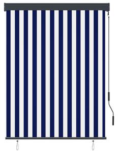Jaluzea tip rulou de exterior, albastru și alb, 120 x 250 cm