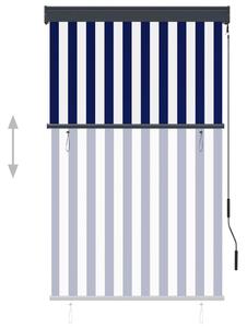 Jaluzea tip rulou de exterior, albastru și alb, 100 x 250 cm