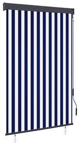 Jaluzea tip rulou de exterior, albastru și alb, 120 x 250 cm