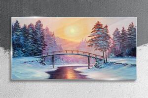 Tablou sticla Podul de pictură de iarnă