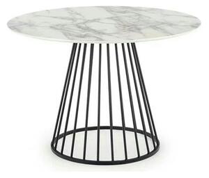 Masa rotunda sufragerie BRODWAY, alb cu efect de marmura, 110x110x75 c